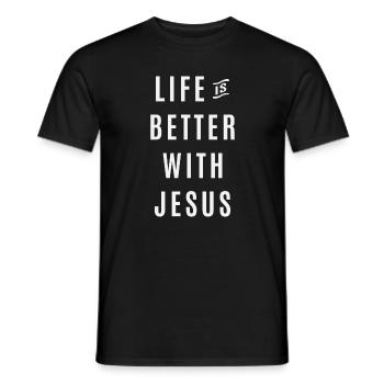 Experience Joy - Life is Better With Jesus Design - Men's T-Shirt - black - Front - AI Model Male 178 light (178cm)