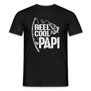 Reel Cool Papi Funny Fishing Grandpa - Men's T-Shirt - black - Front - AI Model Male 178 light (178cm)