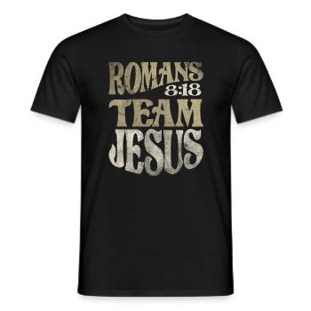 Romans 8:18 Team Jesus Bible Verse Christian - Men's T-Shirt - black - Front - AI Model Male 178 light (178cm)