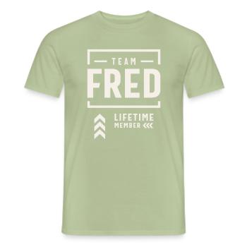 Team Fred Lifetime Member Funny Name Fred - Men's T-Shirt - sage - Front - AI Model Male 178 light (178cm)