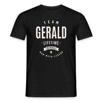Team Gerald Lifetime Member Funny Name Gerald - Men's T-Shirt - black - Front - AI Model Male 178 light (178cm)