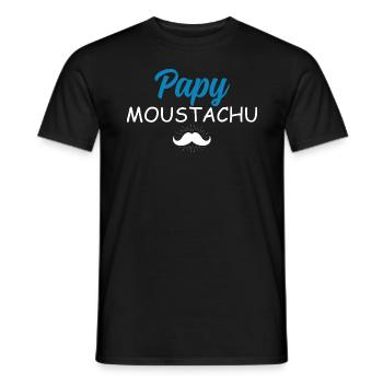 Papy Moustachu Cadeau Grand-Père Moustache - T-shirt homme - noir - Devant - AI Model Male 178 light (178cm)