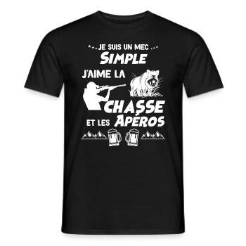 Homme Chasseur Et Apéro Humour Chasse - T-shirt homme - noir - Devant - AI Model Male 178 light (178cm)