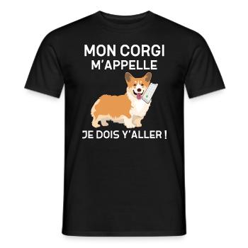 Mon Corgi m'appelle Cadeau Humour Chien Drôle - T-shirt homme - noir - Devant - AI Model Male 178 light (178cm)