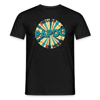 Meilleur Papou du monde Cadeau Grand-Père - T-shirt homme - noir - Devant - AI Model Male 178 light (178cm)