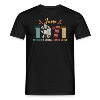 June 1971 Birthday June 1971 June - Men's T-Shirt - black - Front - AI Model Male 178 light (178cm)