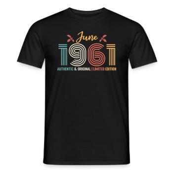 Juin 1961 anniversaire Juin 1961 Juin rétro - T-shirt homme - noir - Devant - AI Model Male 178 light (178cm)