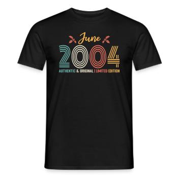 Juin 2004 anniversaire Juin 2004 Juin rétro - T-shirt homme - noir - Devant - AI Model Male 178 light (178cm)