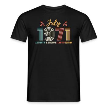 July 1971 birthday July 1971 July - Men's T-Shirt - black - Front - AI Model Male 178 light (178cm)