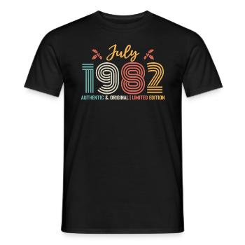 July 1982 Birthday July 1982 July - Men's T-Shirt - black - Front - AI Model Male 178 light (178cm)
