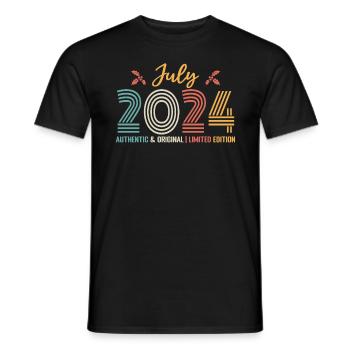 July 2024 Birthday July 2024 July - Men's T-Shirt - black - Front - AI Model Male 178 light (178cm)