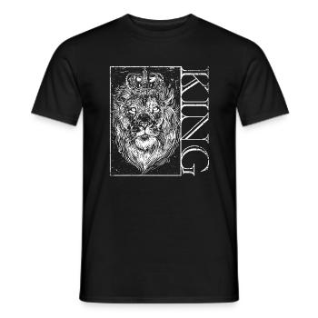 King Lion's Head Design Lionhead Crown - Men's T-Shirt - black - Front - AI Model Male 178 light (178cm)