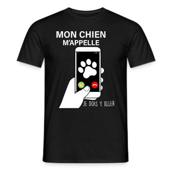 Mon Chien m'appelle Chien Humour - T-shirt homme - noir - Devant - AI Model Male 178 light (178cm)
