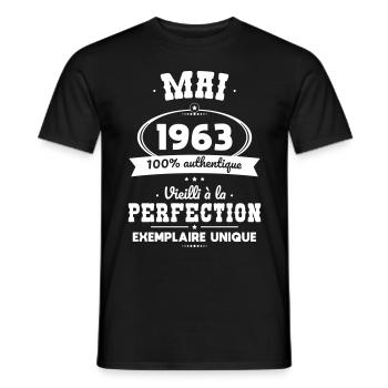 Anniversaire 60 ans - Mai 1963 Perfection - T-shirt homme - noir - Devant - AI Model Male 178 light (178cm)