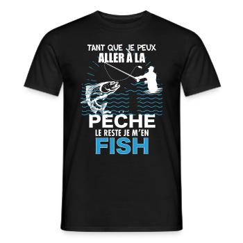 Pêcheur humour je m'en fish Citation papy - T-shirt homme - noir - Devant - AI Model Male 178 light (178cm)