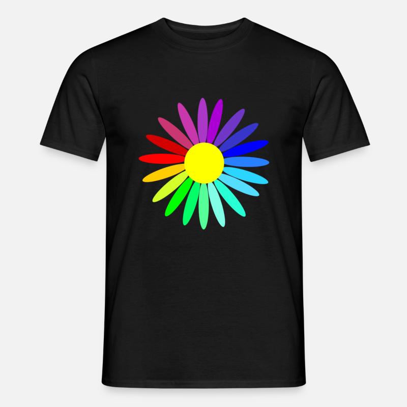 regenbogenblume - Männer T-Shirt - Schwarz