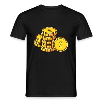 Coins gift, money wealth gold coins dollar - Men's T-Shirt - black - Front - AI Model Male 178 light (178cm)