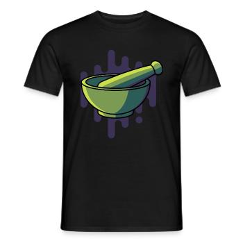Mortier avec pilon, laboratoire de chimie de dons - T-shirt homme - noir - Devant - AI Model Male 178 light (178cm)