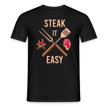 Steak It Easy, cadeau de viande barbecue barbecue alimentaire - T-shirt homme - noir - Devant - AI Model Male 178 light (178cm)