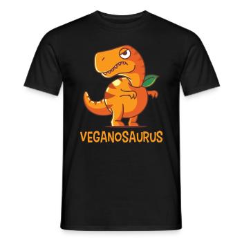 Veganosaurus orange, dinosaur dino vegan - Men's T-Shirt - black - Front - AI Model Male 178 light (178cm)