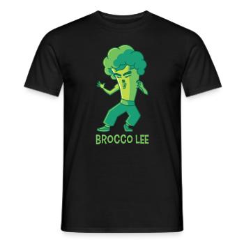 Brocco Lee, broccoli martial arts vegan vegetables - Men's T-Shirt - black - Front - AI Model Male 178 light (178cm)