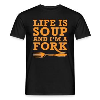 Life Is Soup, irony satire irony funny - Men's T-Shirt - black - Front - AI Model Male 178 light (178cm)