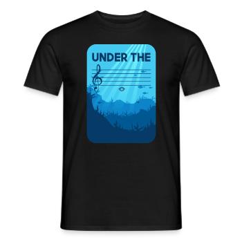 Under The C, musician joke notes classical music - Men's T-Shirt - black - Front - AI Model Male 178 light (178cm)