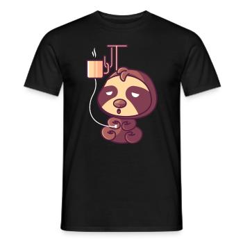 Sloth with a coffee drip - Men's T-Shirt - black - Front - AI Model Male 178 light (178cm)
