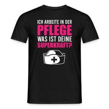 Ich arbeite in der Pflege - Männer T-Shirt - Schwarz - Vorne - AI Model Male 178 light (178cm)