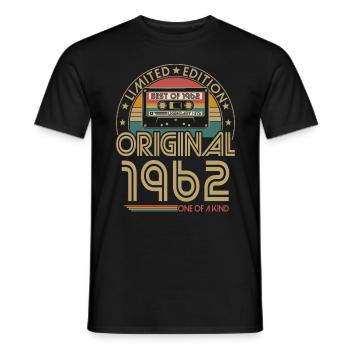 Né 1962 Vintage Rétro Anniversaire - T-shirt homme - noir - Devant - AI Model Male 178 light (178cm)