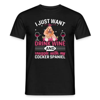 Drink Wine Cuddle With Cocker Spaniel - Men's T-Shirt - black - Front - AI Model Male 178 light (178cm)