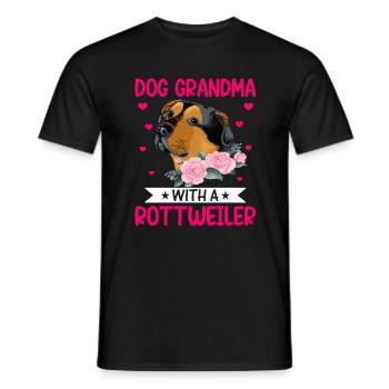 Grand-mère de chien avec Rottweiler Drôles de propriétaires de chiens - T-shirt homme - noir - Devant - AI Model Male 178 light (178cm)