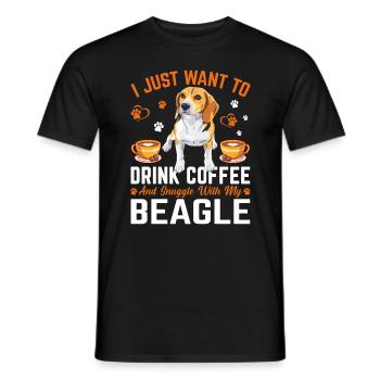 Kaffee Trinken Und Kuscheln Mit Beagle - Männer T-Shirt - Schwarz - Vorne - AI Model Male 178 light (178cm)