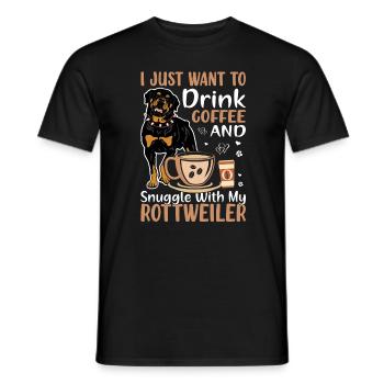 Buvez du café et câlinez-vous avec Rottweiler - T-shirt homme - noir - Devant - AI Model Male 178 light (178cm)