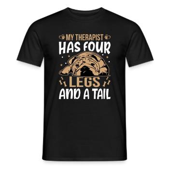 American Bulldog Therapist Has Four Legs - Men's T-Shirt - black - Front - AI Model Male 178 light (178cm)