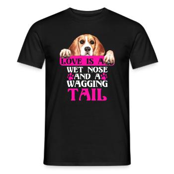 Beagle Love Is Wet Nose Wagging Tail Drôle de chien - T-shirt homme - noir - Devant - AI Model Male 178 light (178cm)