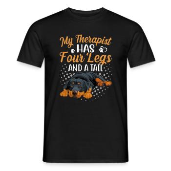Le thérapeute Rottweiler a quatre jambes drôles - T-shirt homme - noir - Devant - AI Model Male 178 light (178cm)