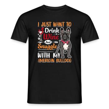 Wein Trinken Kuscheln Mit Amerikanischer - Männer T-Shirt - Schwarz - Vorne - AI Model Male 178 light (178cm)