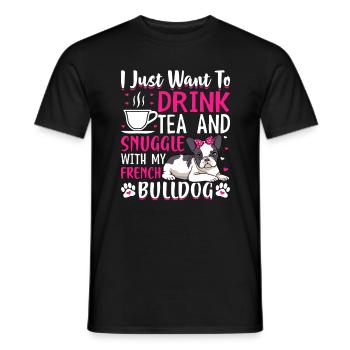 Tee Trinken Und Kuscheln Mit Französischer - Männer T-Shirt - Schwarz - Vorne - AI Model Male 178 light (178cm)