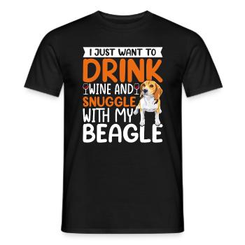 Wein Trinken Kuscheln Mit Beagle Hundehalter - Männer T-Shirt - Schwarz - Vorne - AI Model Male 178 light (178cm)