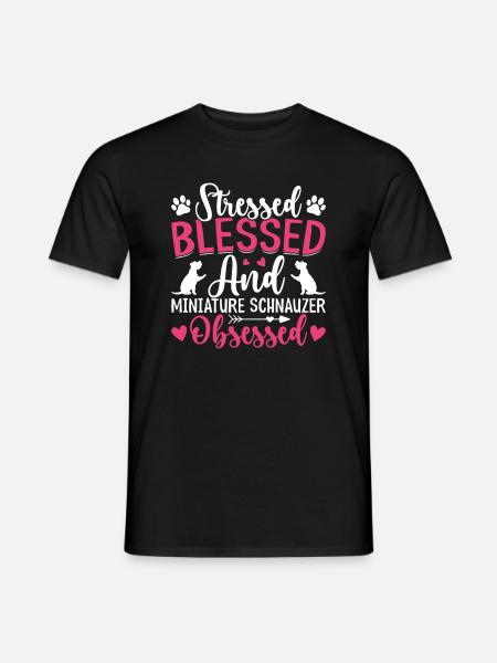 Schnauzer miniature béni obsédé drôle - T-shirt homme - noir