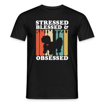Blessed Shih Tzu Possessed Funny - Men's T-Shirt - black - Front - AI Model Male 178 light (178cm)