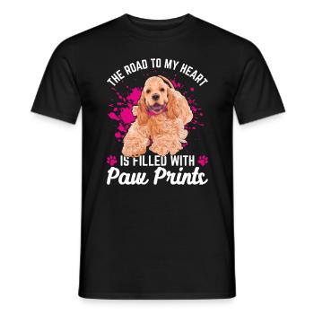 Cocker Spaniel Road To My Heart Funny - Men's T-Shirt - black - Front - AI Model Male 178 light (178cm)