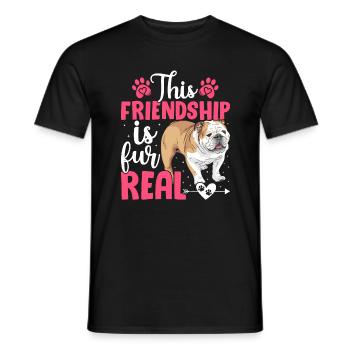 American Bulldog Friendship est en fourrure - T-shirt homme - noir - Devant - AI Model Male 178 light (178cm)