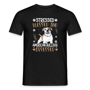 Gesegnete Amerikanische Bulldogge Besessen - Männer T-Shirt - Schwarz - Vorne - AI Model Male 178 light (178cm)