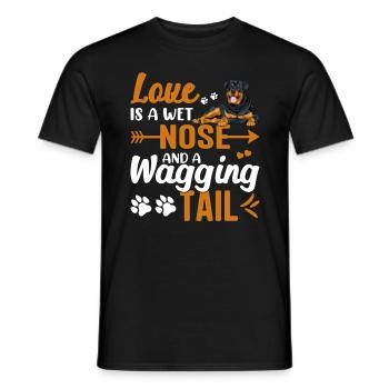 Rottweiler Love Is Wet Nose Wagging Tail Drôle - T-shirt homme - noir - Devant - AI Model Male 178 light (178cm)