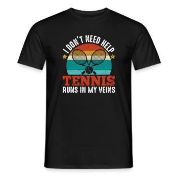 Tennis Runs In My Veins Funny Sports Player Coach - Männer T-Shirt - Schwarz - Vorne - AI Model Male 178 light (178cm)