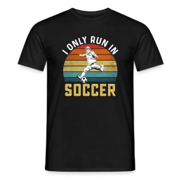 I only run funny football player in football - Men's T-Shirt - black - Front - AI Model Male 178 light (178cm)