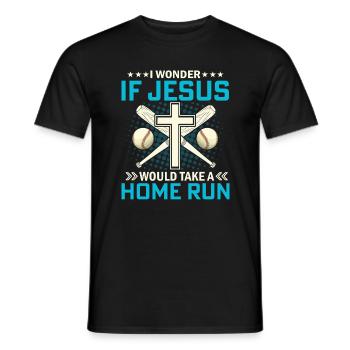 Ich frage mich, ob Jesus einen Homerun machen - Männer T-Shirt - Schwarz - Vorne - AI Model Male 178 light (178cm)