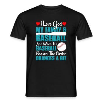 J’aime Dieu, ma famille et le baseball. - T-shirt homme - noir - Devant - AI Model Male 178 light (178cm)
